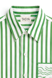 TIFFANY GREEN STRIPE SHIRT WOMEN