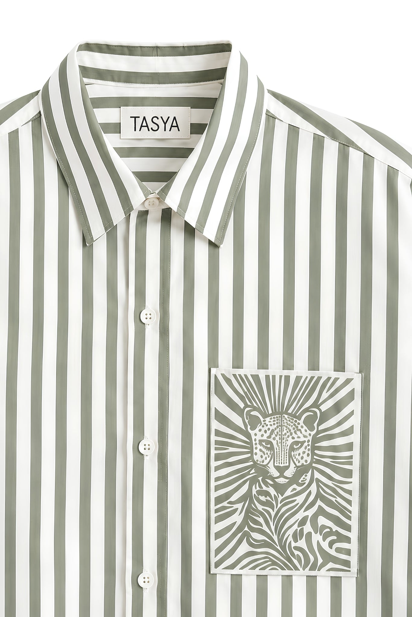 MARGO OLIVE GREEN STRIPE SHIRT MEN