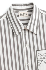 TIFFANY GREY STRIPE SHIRT WOMEN