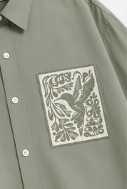 KIN OLIVE GREEN DYED SHIRT MEN