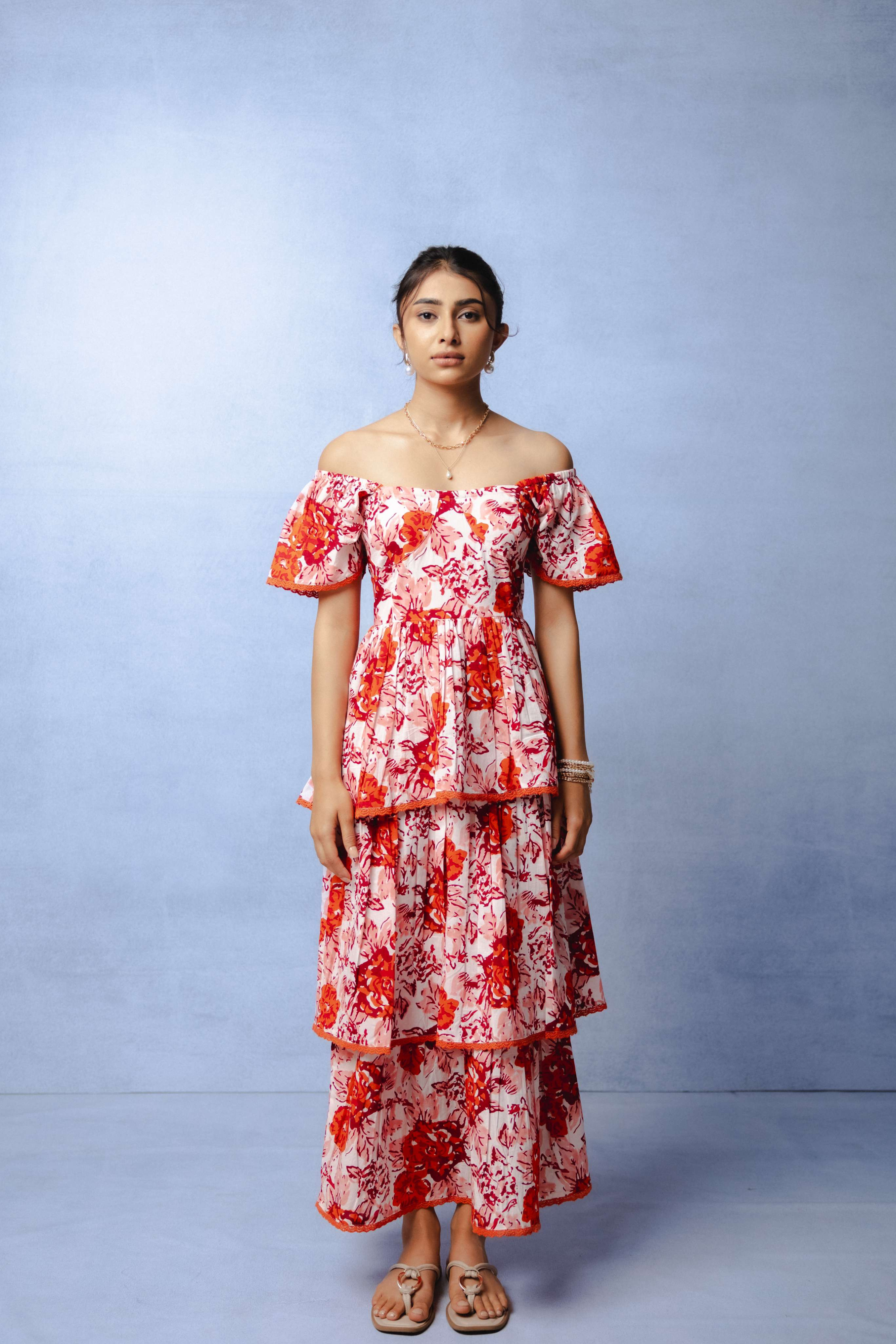 RED JEZZE MIDI DRESS