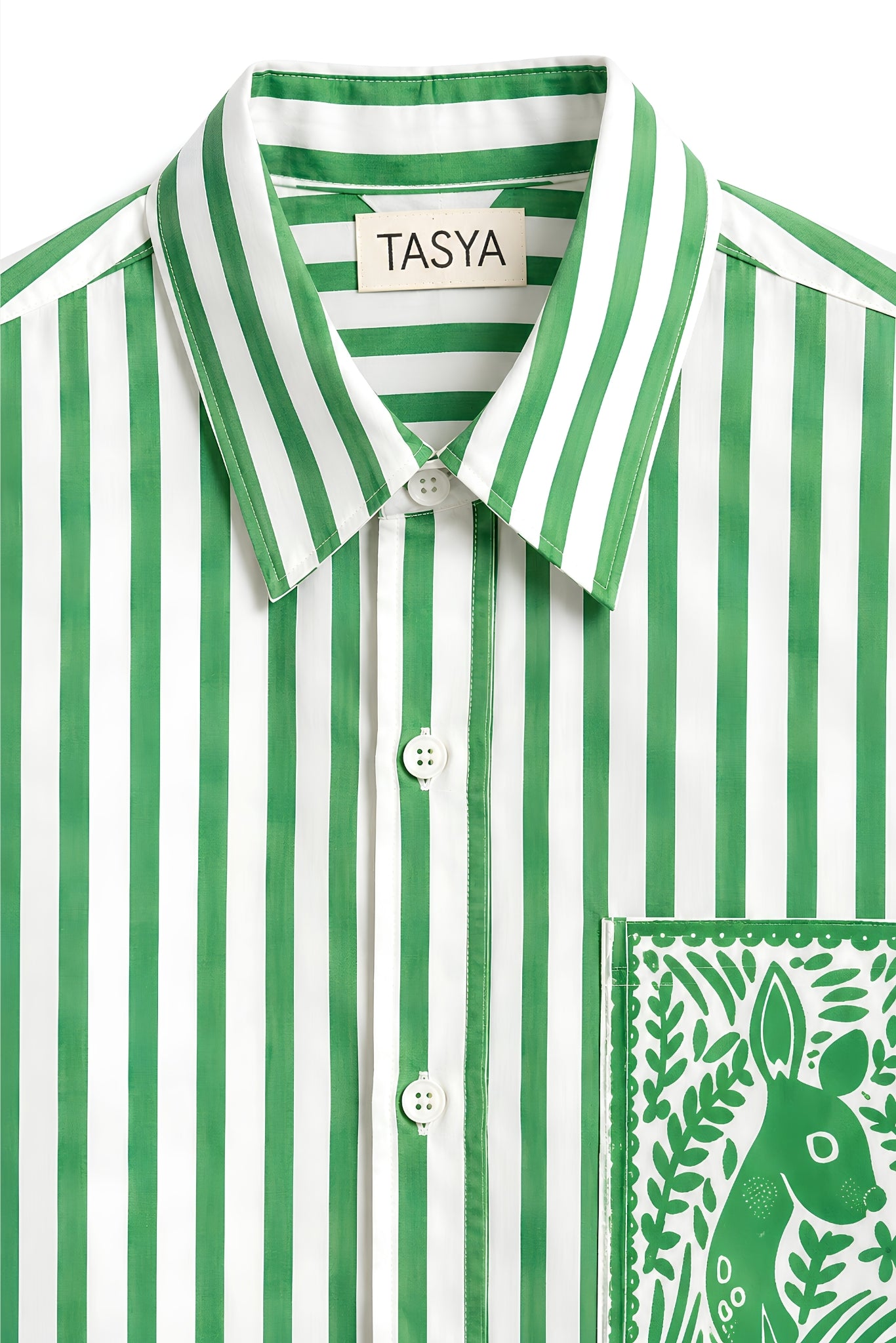OLIVIA GREEN STRIPE SHIRT WOMEN