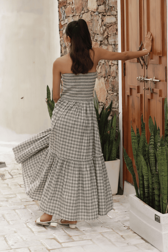 Misa Checked Maxi Dress