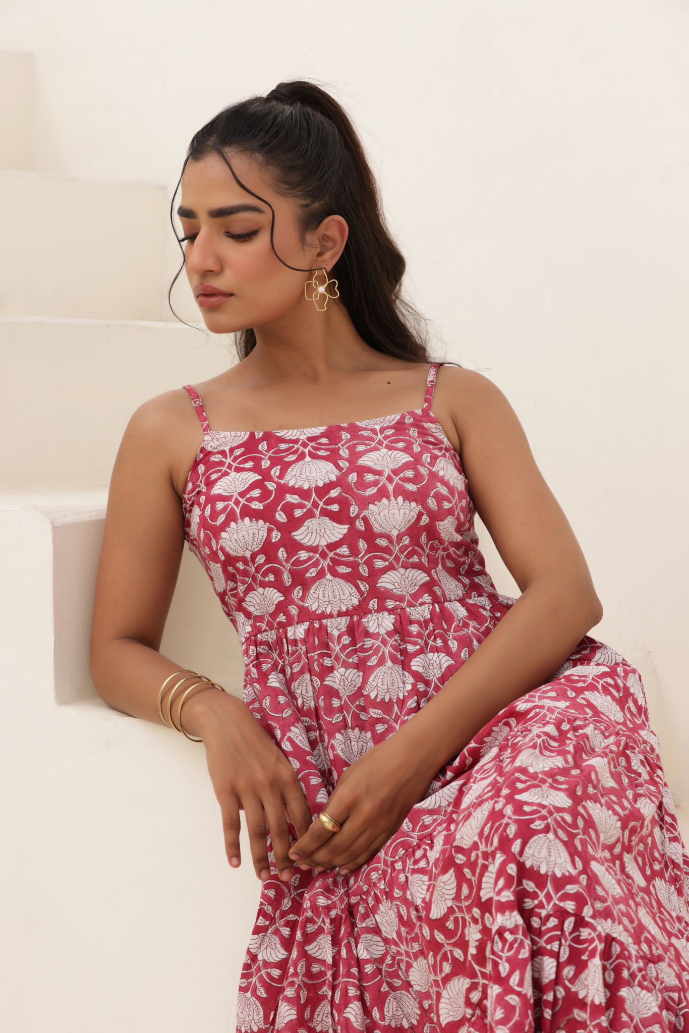 Roseate Strappy Midi Dress