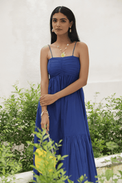 ANIAH BLUE MIDI DRESS