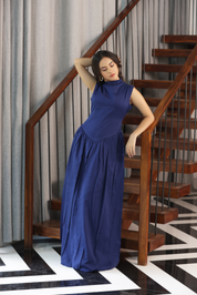 NAOAN MIDI DRESS - NAVY BLUE
