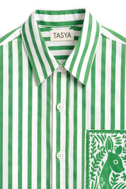OLIVIA GREEN STRIPE SHIRT MEN