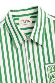 KIN GREEN STRIPE SHIRT MEN