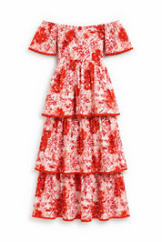 RED JEZZE MIDI DRESS