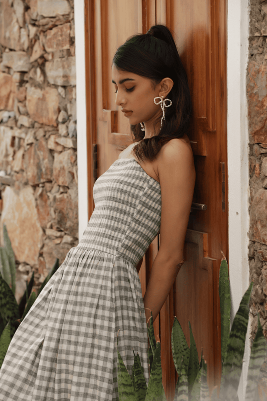 Misa Checked Maxi Dress