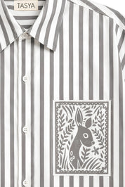 OLIVIA GREY STRIPE SHIRT MEN