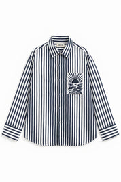 ORNELA NAVY BLUE STRIPE SHIRT WOMEN