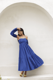 ANIAH BLUE MIDI DRESS