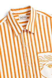 TIFFANY ORANGE STRIPE SHIRT WOMEN