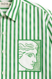 TIFFANY GREEN STRIPE SHIRT MEN
