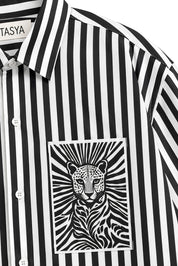 MARGO BLACK STRIPE SHIRT WOMEN