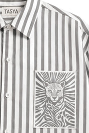 MARGO GREY STRIPE SHIRT WOMEN