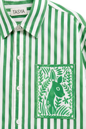 OLIVIA GREEN STRIPE SHIRT MEN