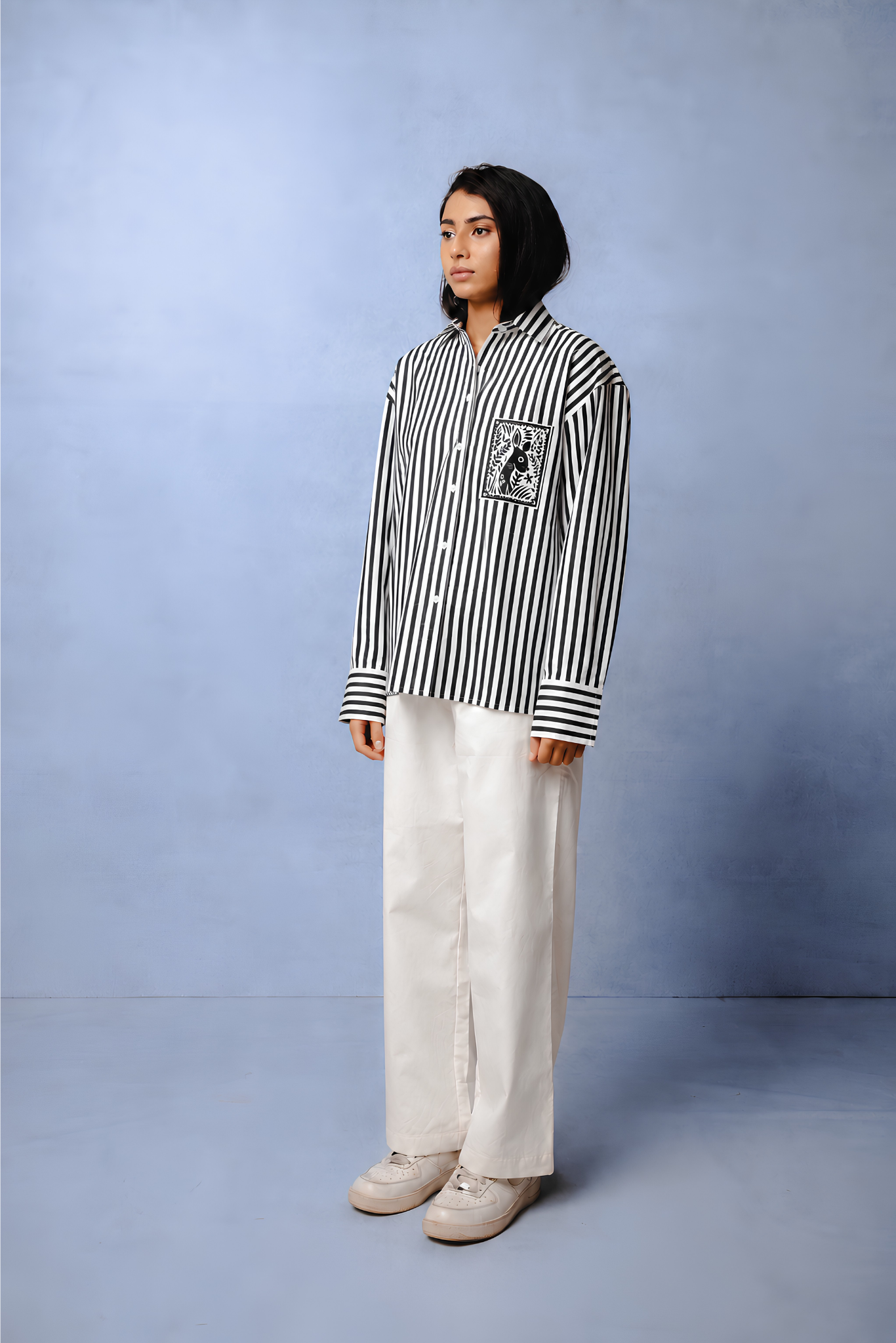 OLIVIA BLACK STRIPE SHIRT WOMEN