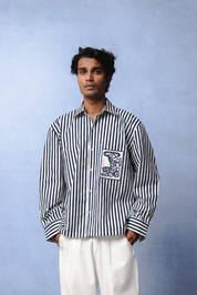 HORIZON STRIPE NAVY BLUE SHIRT MEN