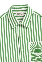 ORNELA GREEN STRIPE SHIRT WOMEN