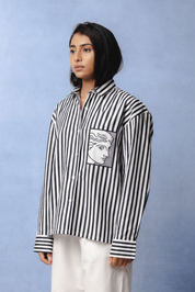 TIFFANY BLACK STRIPE SHIRT WOMEN