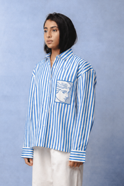 TIFFANY BLUE STRIPE SHIRT WOMEN