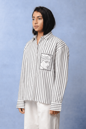 TIFFANY GREY STRIPE SHIRT WOMEN
