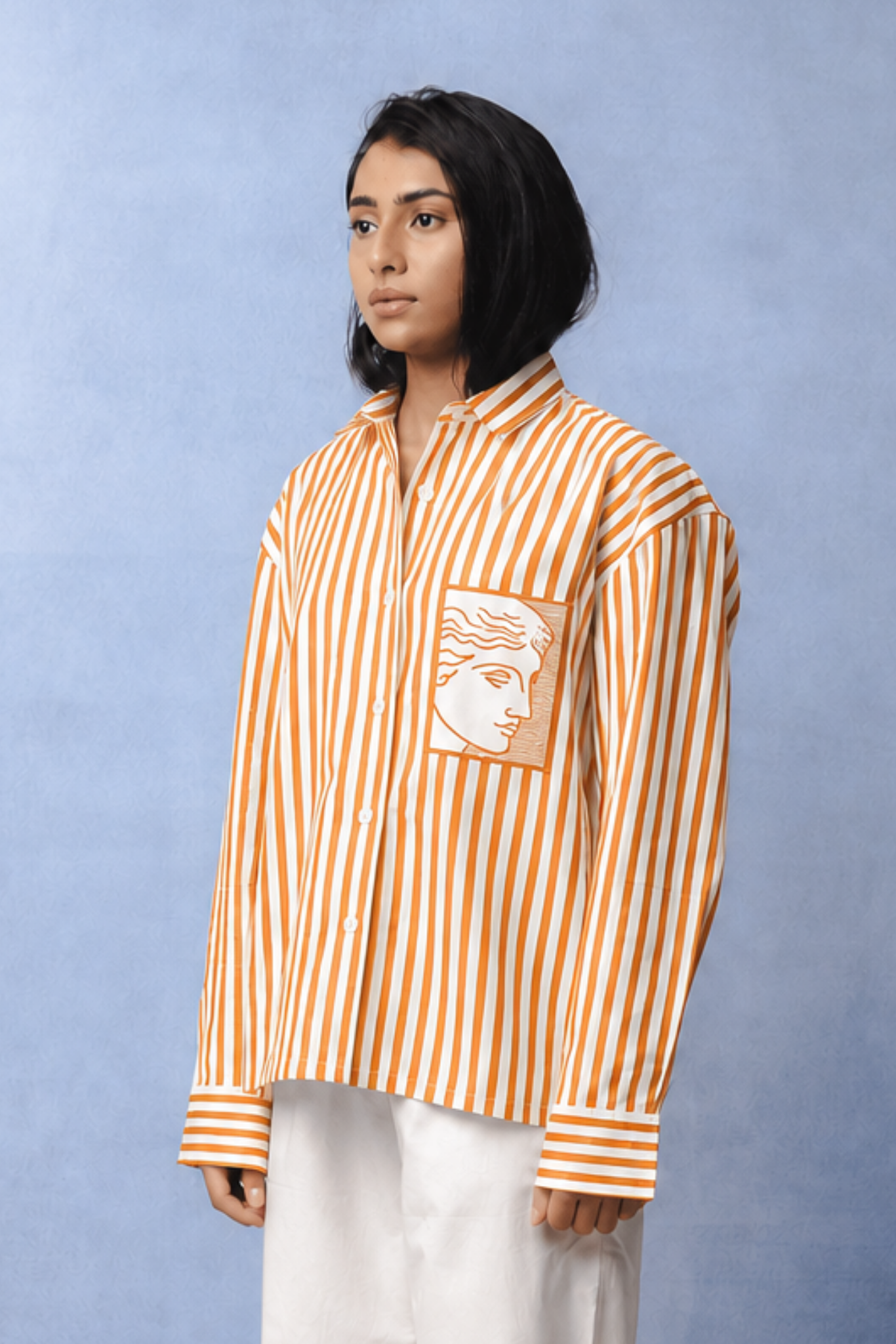 TIFFANY ORANGE STRIPE SHIRT WOMEN