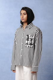 WINONA BLACK STRIPE SHIRT WOMEN