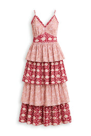 DESERT ROSE RUFFLE MIDI DRESS