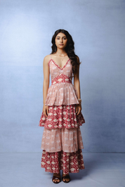 DESERT ROSE RUFFLE MIDI DRESS