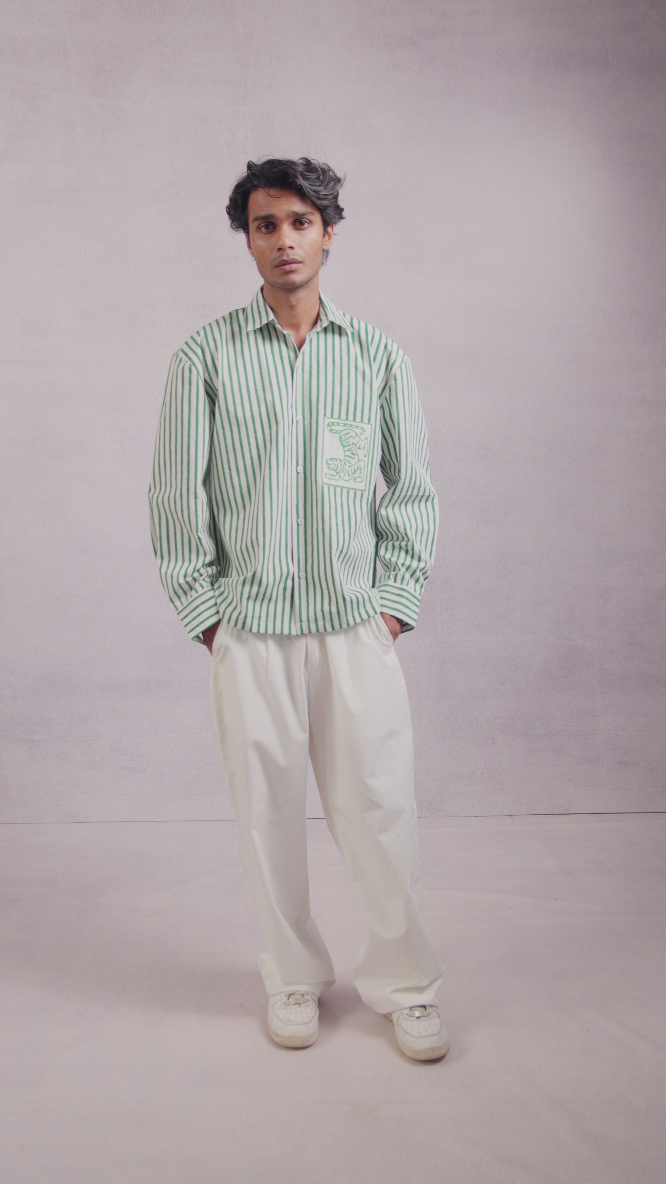 HORIZON STRIPE GREEN SHIRT