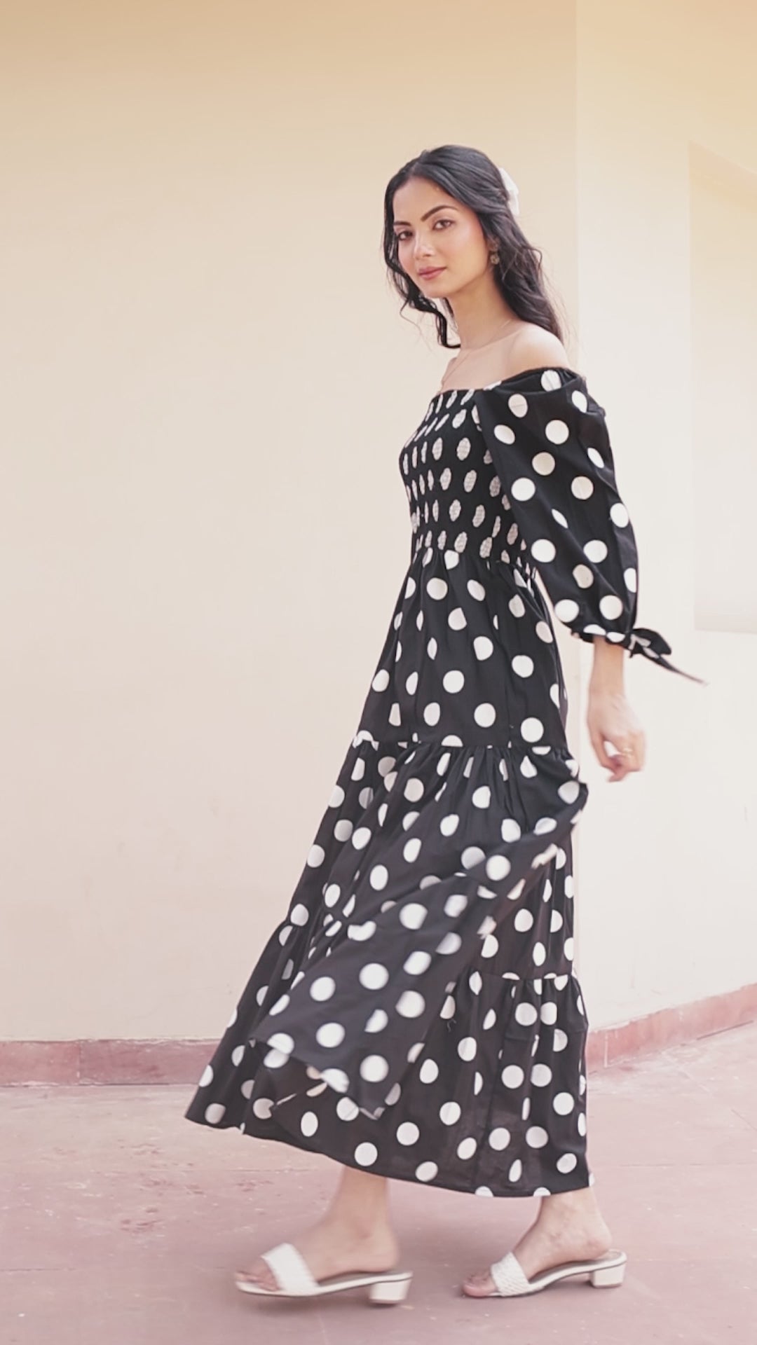 Polka Dot Printed Maxi Dress