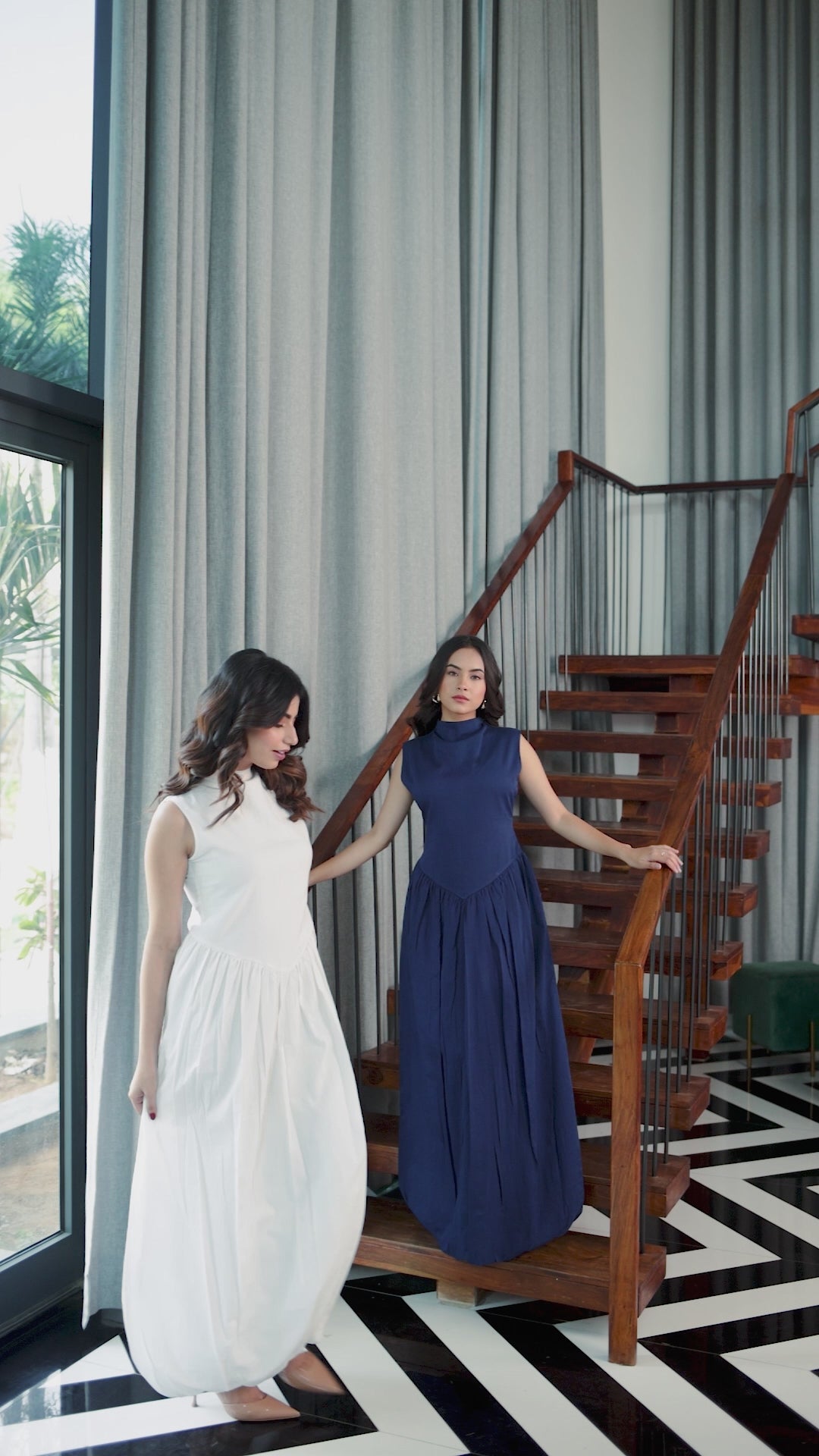 NAOAN MIDI DRESS - NAVY BLUE