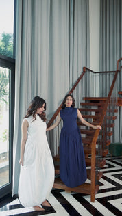 NAOAN MIDI DRESS - NAVY BLUE